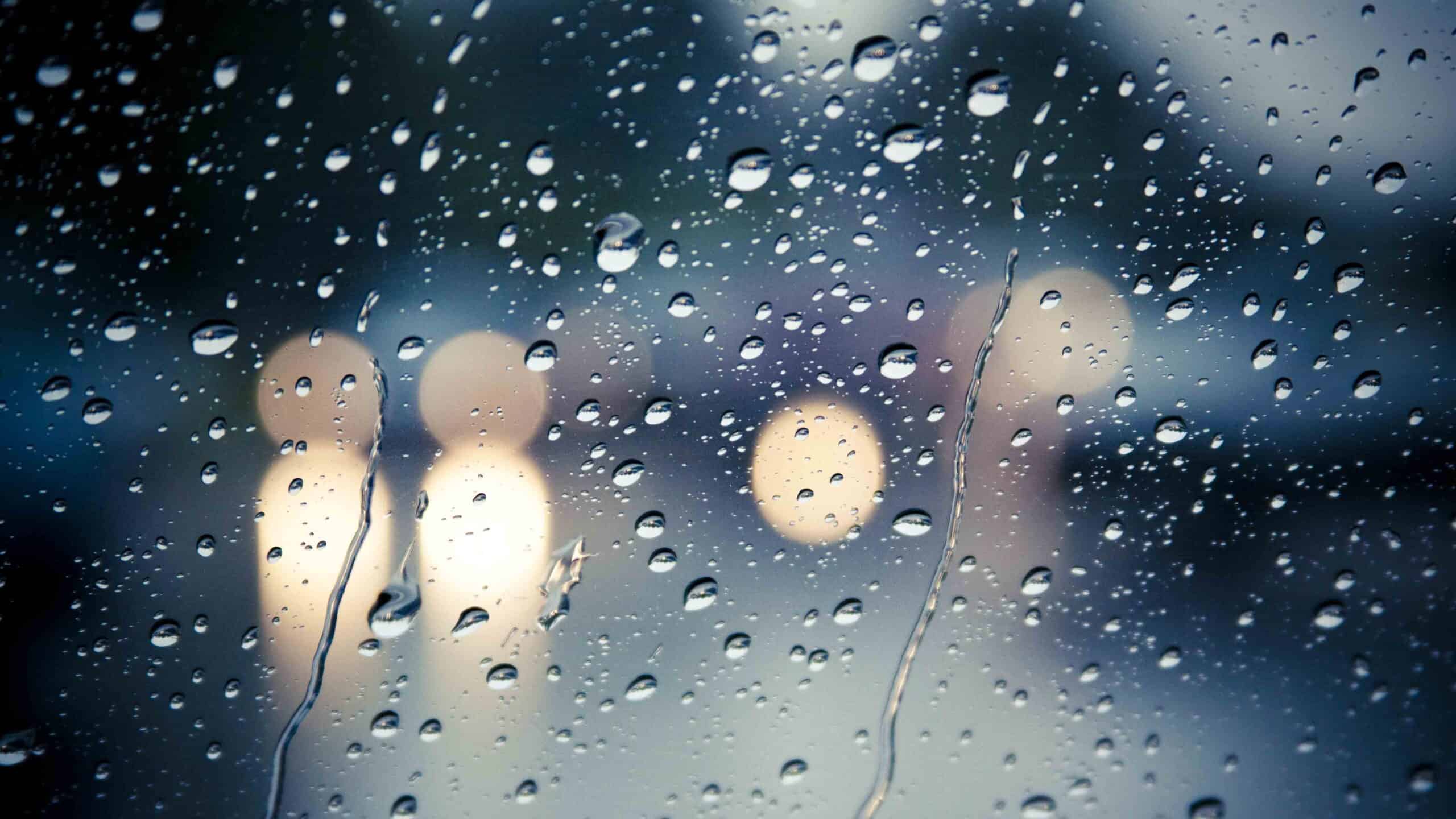 a rain-splattered windowpane