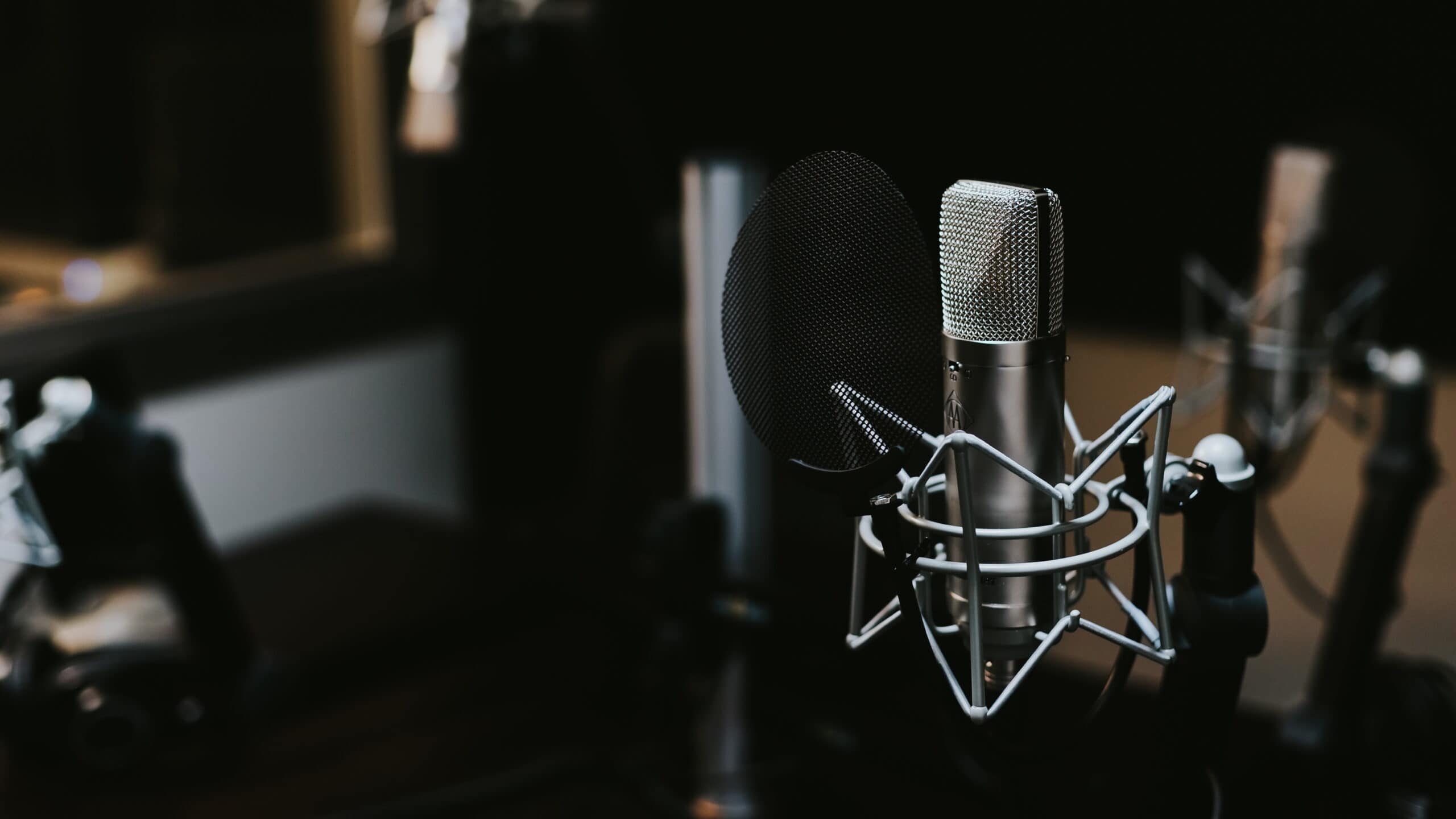 two microphones in a studio