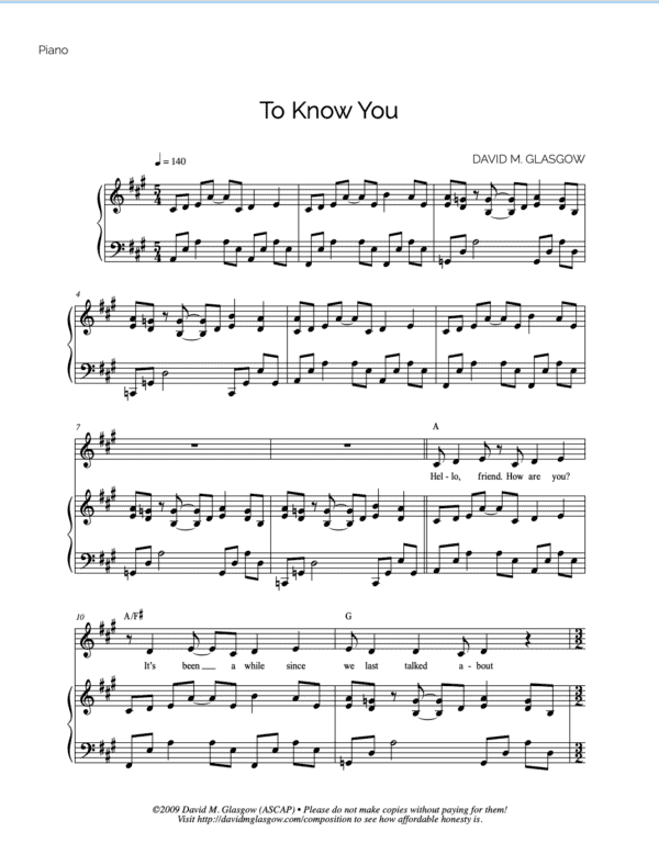 To Know You (solo)